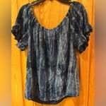 Knox Rose Knox‎ Rose Blue Tie-Dyed Eyelet Flutter Sleeve Off-the-Shoulder Top Size Large Photo 8