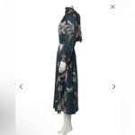 Teri Jon BY Rickie Freeman Chic Floral Midi Dress with Tie Neck Green Size 10 Photo 4