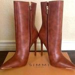 Simmi London  Aysha Brown Orange Faux Snake Print Stiletto Ankle Boots Photo 0