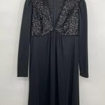 Vintage Shawn Jos 1970s Formal Gown Maxi Dress Black Sequin V Neck Womens Small Photo 2