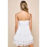 Lulus NWT  Angelic Approach White Chiffon Ruffled Tie-Strap Mini Dress Party Sz L Photo 2