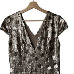 Dress the Population  Lina Cap Sleeve Gold Sequin Gown Maxi Dress Size L Photo 5