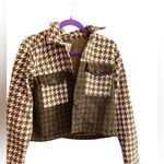 Stoosh  Women's Houndstooth Cropped Jacket‎ Brown Size L Casual Photo 6