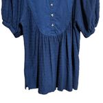 Anthropologie Top Womens Small Blue Seersucker Short Sleeve Cotton Blouse Photo 3