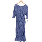 Alex Evenings Sheath Maxi Dress Size 14 Blue Lace Sequined Cocktail Party NEW Photo 1