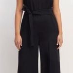 Everlane  Triacetate Jumpsuit Black Sleeveless Cropped VNeck Womens Size 00 Photo 0