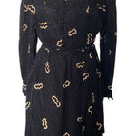 Vintage Argenti Black Silk Midi Dress Polka Dot Long Sleeve Sz 10 Hong Kong Photo 0