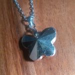 Orange Color Austrian Crystal Butterfly Brass Pendant Stainless Steel Necklace Photo 6