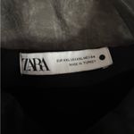 ZARA Black Organza Bow Tie Neck with Sheer Puff Long Sleeves Dress size XXL Photo 5