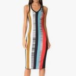 Cinq a Sept Stara Striped Midi Dress Black Photo 1