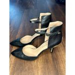 Enzo Angiolini  Black and Gold Leather Ankle Strap Heels Size 8.5 EUC!!! Photo 2