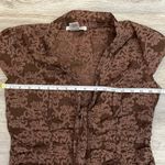 Charlotte Russe Brown & Tan Lightweight Short Sleeve Plunging Tie Neck Button M Photo 8
