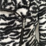 Sanctuary Abstract Moto Jacket Textured Tiger Teddy Fleece Black and White Small Photo 6