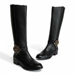 Tory Burch Womens Leather Amanda Tall Riding Boots Size 7 Black Equestrian Photo 5