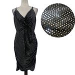 Grace Karin  Silver Sequin Dress Sz L Holiday Glam Clubwear Ruched Sparkly NYE Photo 1