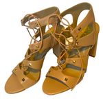 Vince Camuto Women's Meadow Lace Up Sandal Block Heel Studded Beige Photo 12