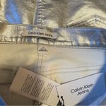 Calvin Klein Jeans NWT  Metallic Silver Denim Style Mini Skirt Photo 2