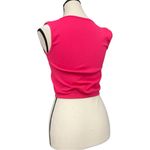 Hot Pink Square Neck Sleeveless Crop Top Stretchy Rib Knit Fits Medium Photo 2