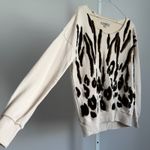 AllSaints Scar Sweatshirt XS cut off neckline Animal Print Cotton Blend Pullover Tan Photo 4