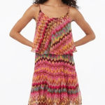 Haute Hippie Silk Tiered Chevron Print Camisole Dress Size L Photo 0