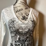 ASPHALT ANGELS SHEER BIKER LONG SLEEVE TEE WHITE V Photo 1