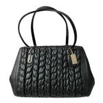 Coach Madison Gathered Twisted Leather Satchel Black Gold Zip Double Handles Photo 0