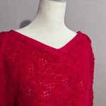 Free People Songbird Pink Fuchsia Boucle Crochet Open Knit V-neck Sweater M Photo 2