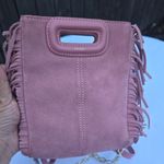Maje  Mini Pink Suede Fringe Shoulder Bag Photo 3