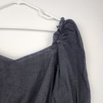 Topshop  Washed Black Denim Puff Long Sleeve Cropped Top Size 6 NWT Photo 1