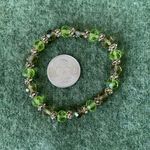 Green and Bronze Beaded Bracelet with Elastic Band #A8 Photo 3