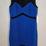 JAYGODFREY Blue Black Mini Dress Women's 10 Mesh Cutouts High Neck Cocktail Photo 0