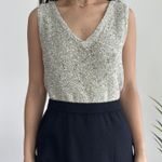 St. John Sport Sweater Vest Womens Medium Gray Textured Knit Wool Boucle Tank Top Photo 3