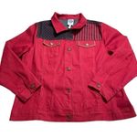 Diane Gilman DG2  Women's Denim Jacket Faux Studded Pockets Biker Patriotic 1X Photo 3