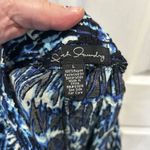 French Laundry  Blue Geometric Design‎ Straight Leg Casual Pants Beachy Large New Photo 5