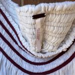 Free People  White Boho Blouse with Maroon Trim and Matching Shorts Size Medium Photo 5