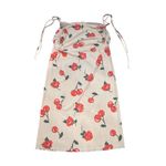 For Love & Lemons Wilma Midi Skirt Cherry Rose Print White Drawstring Ruched Red Photo 4