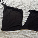 CSDAJIO 2 Piece Outfit One Shoulder Asymmetrical Hem Crop Top and Mini Skirt Set Photo 1