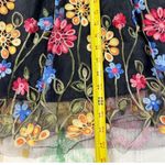 SheIn ‎ Black Embroidered Floral Tulle Midi Skirt Women's Size M Photo 2