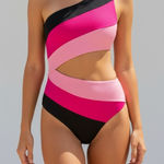 Beach Riot Joyce Ribbed One Piece Swim, Amour Colorblock, XL Photo 0
