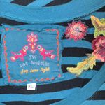 Johnny Was  JW Los Angeles Embroidered Floral Tunic Dress Blue Striped XL Boho Photo 6