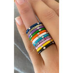Boutique Pave Diamond Black & White Stackable Ring | 925 Sterling Silver‎ Enamel Photo 3