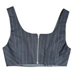 Avec Les Filles  Medium Navy Purple Pin Stripe Sleeveless Crop Tank Top Back Zip Photo 1
