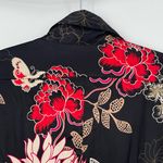 Bebe  Women's Black Floral Button Down Collared Short‎ Sleeve Silk Shirt Dress M Photo 3
