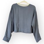 Madewell  Relaxed Tulip-Back Top Women's XS Blue Gray Long Sleeve Open Back NWT Photo 2