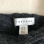 Topshop Cable Knit Open Back Ruffle Square Neck Long Sleeve Gray Sweater Photo 5