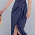 Reformation Kaila Knit Wrap Dress Scoop Neck Navy Blue Size S Photo 0