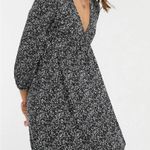 Pull & Bear  Smocked Floral Mini Dress In Navy Blue Photo 1