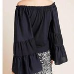 Anthropologie Gloria Off the Shoulder Tiered Bell Sleeve Black Cotton Mo… Photo 3
