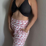 High Waisted Reindeer Christmas Pants Elastic Waist Pockets Red White Multiple Size M Photo 0