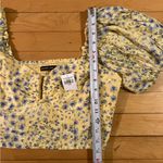 Abercrombie & Fitch  Yellow and Blue Floral Puffy Sleeve Cropped Top Photo 7